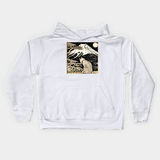 Ukiyo-E Japanese Cat Neko Mount Fuji Kids Hoodie